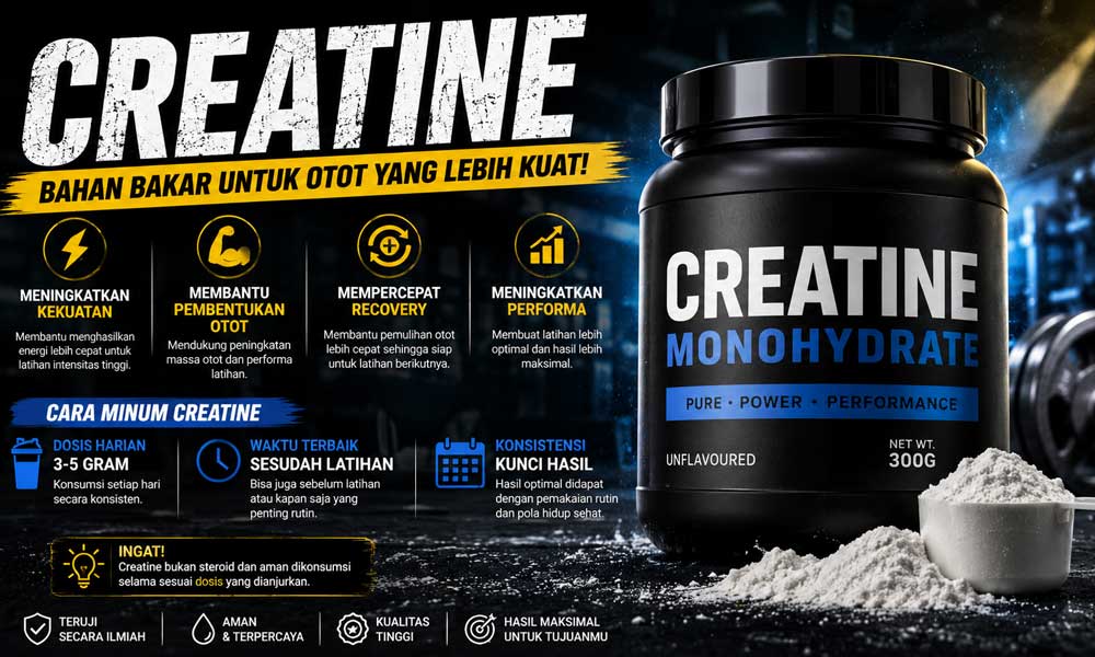 You are currently viewing Creatine: Manfaat, Cara Minum, Efek Samping, dan Waktu Terbaik Konsumsi